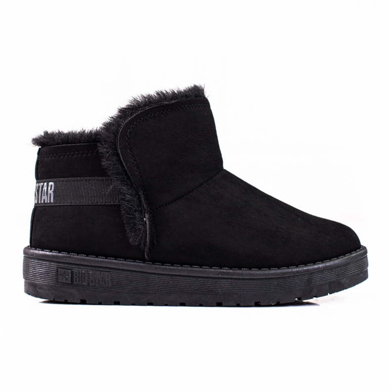 Lyhyet musta mokkanahka naisten lumisaappaat Big Star KK274622