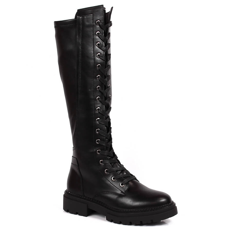 Naisten vetoketjulliset nauhasaappaat, eristetty musta Jezzi