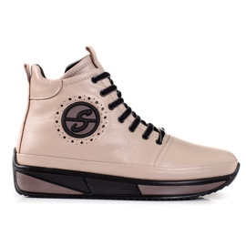 Naisten lenkkarit Shelovet-alustalla, jotka on valmistettu luonnollisesta nahasta beige