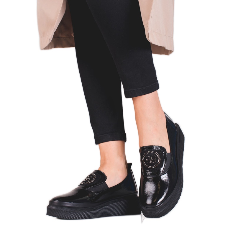 Naisten nahkaiset Shelovet-kengät musta