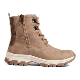 Naisten nauhasaappaat koristeellisella vetoketjulla ruskea