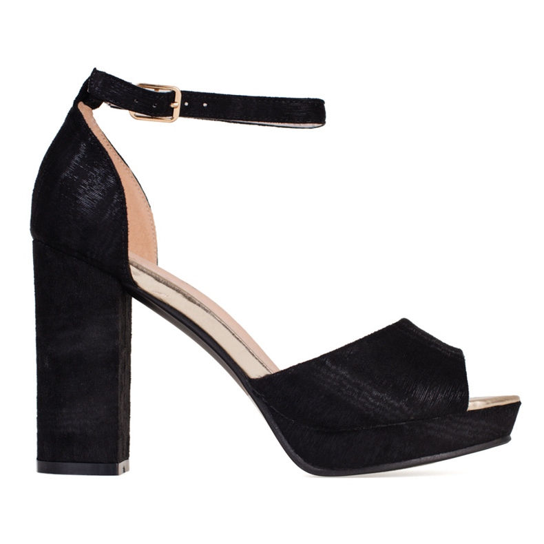 Naisten mustat pumput leveässä Shelovet-tolppassa