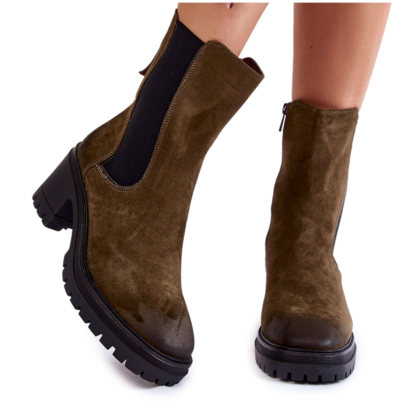 Vinceza Naisten mokkanahkaiset nilkkurit Khaki Liris vihreä