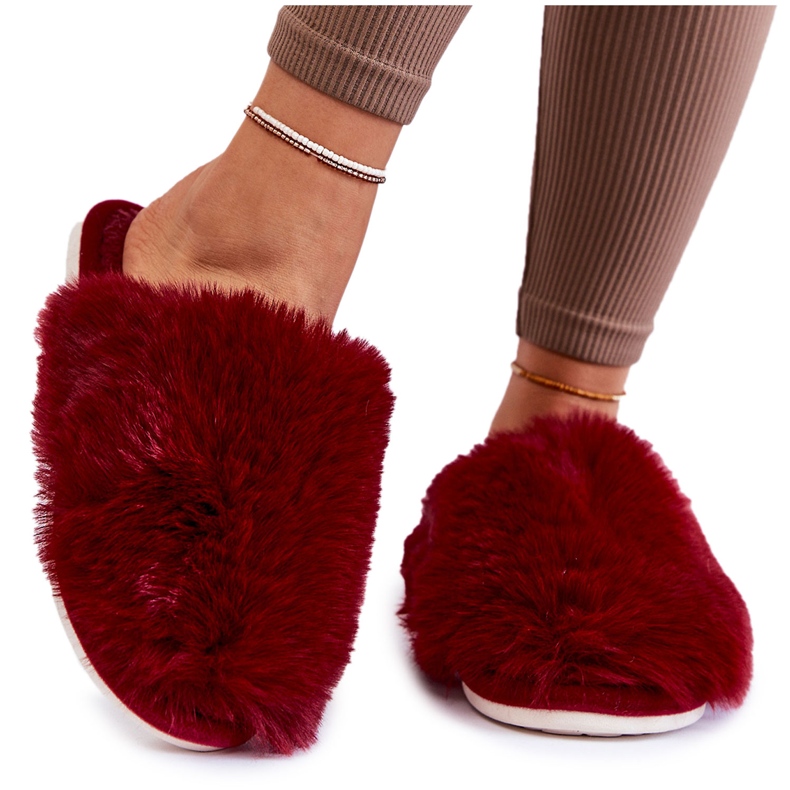 BM Naisten kastanjanruskeat Sheryl-turkistossut punainen