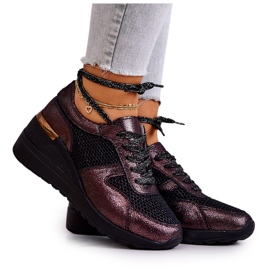 Nahkaiset Wedge-lenkkarit verkkokankaalla S.Barski Musta