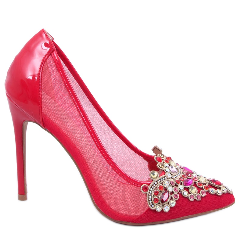 BM Naisten korkokengät kivillä Monroe Red punainen