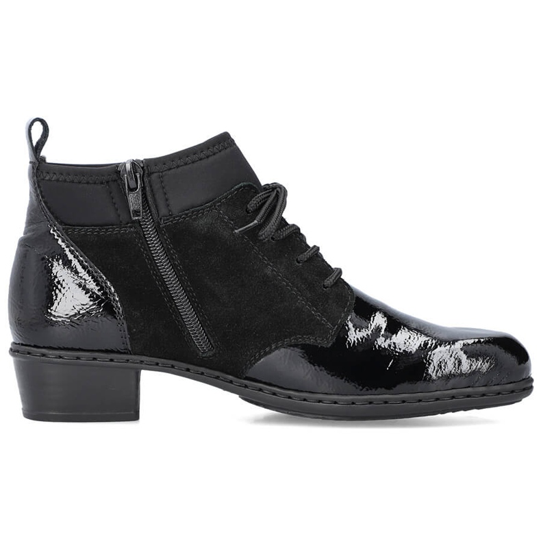 Nahkalakatut naisten mustat eristetyt saappaat Rieker Y0740-00