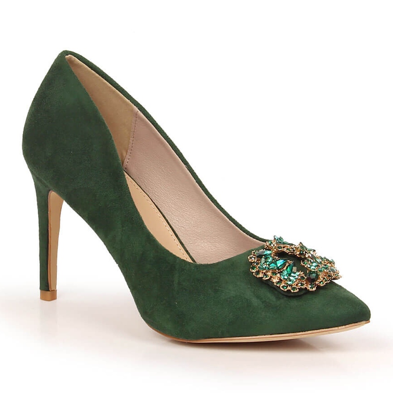 Vihreät mokkanahkakorkokengät kuutiozirkonia Sabatina 1328-1