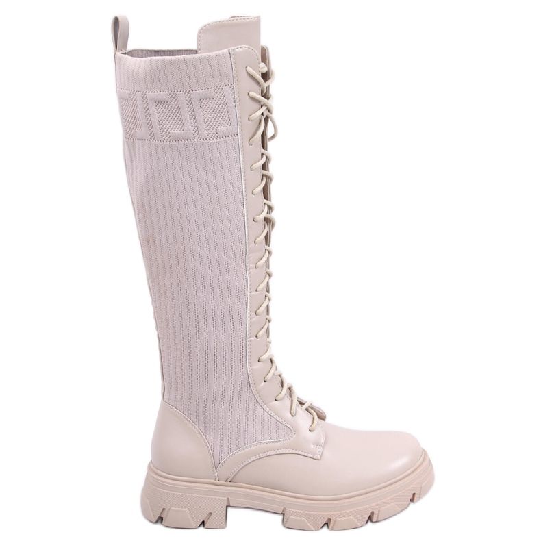 Ratsastussaappaat joustavalla Keyshia Beige -päällisellä