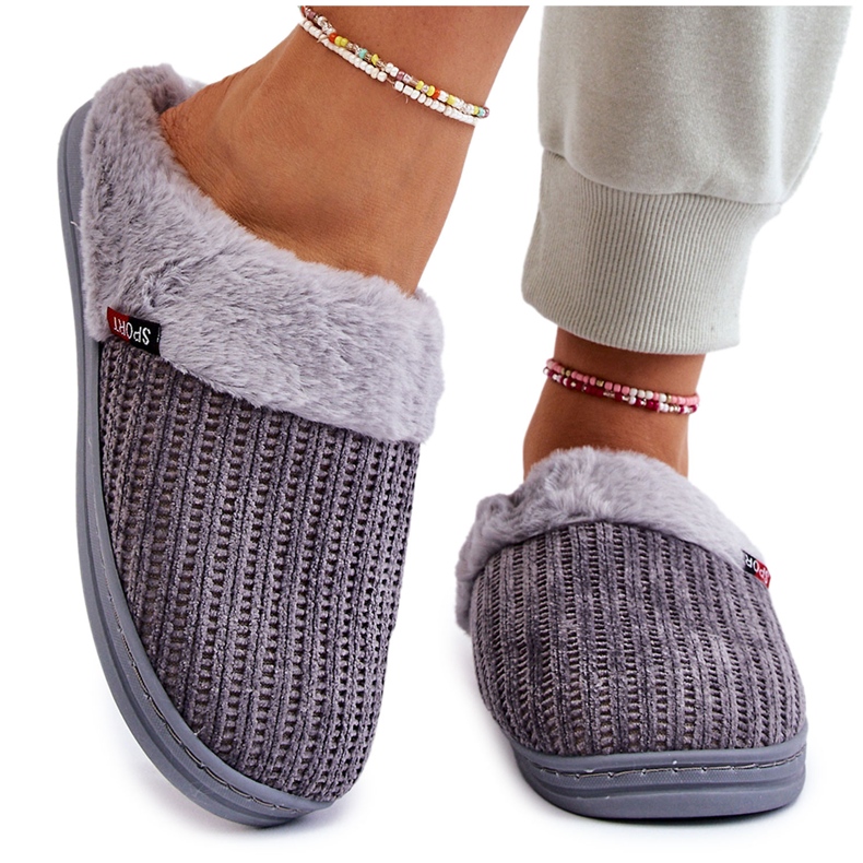 Naisten eristetty Slip-On tossut, joissa turkisharmaa Leriss