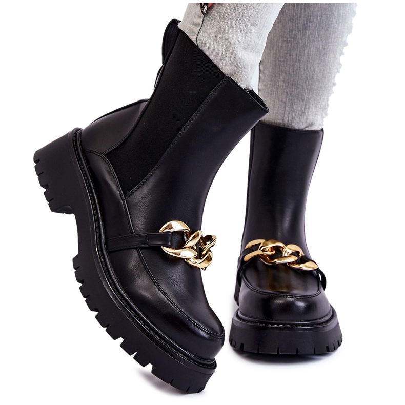 PG1 Naisten lämpimät saappaat, joissa etukoriste, musta Tilda