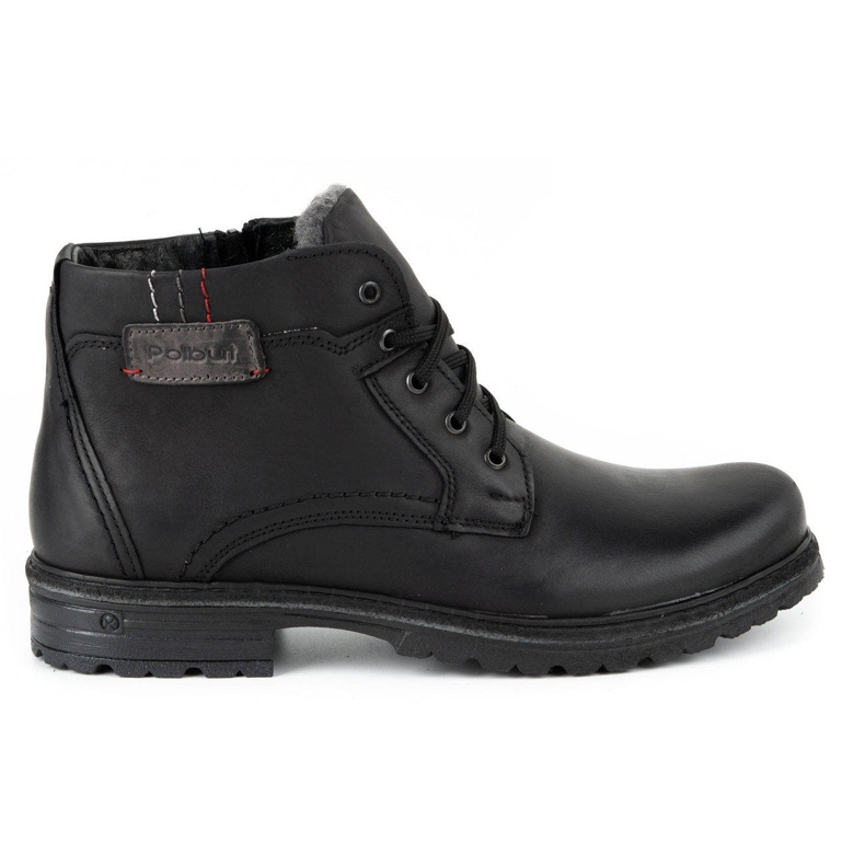 Polbut Miesten talviset nahkasaappaat J35S mustat harmaalla