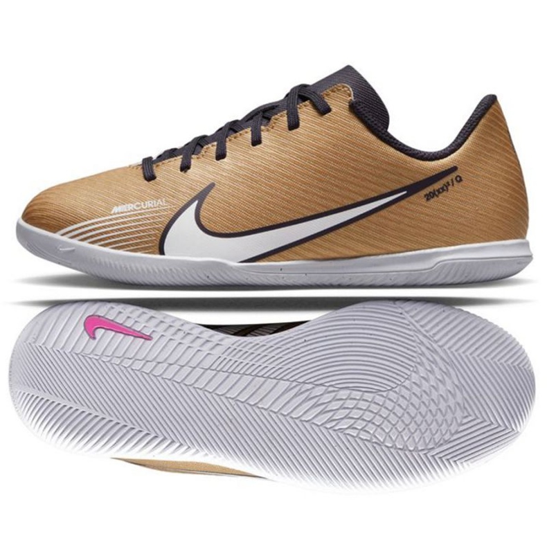 Nike Mercurial Vapor 15 Club Qatar Ic Jr DR6051 810 jalkapallokengät kultaisen ruskea kultainen