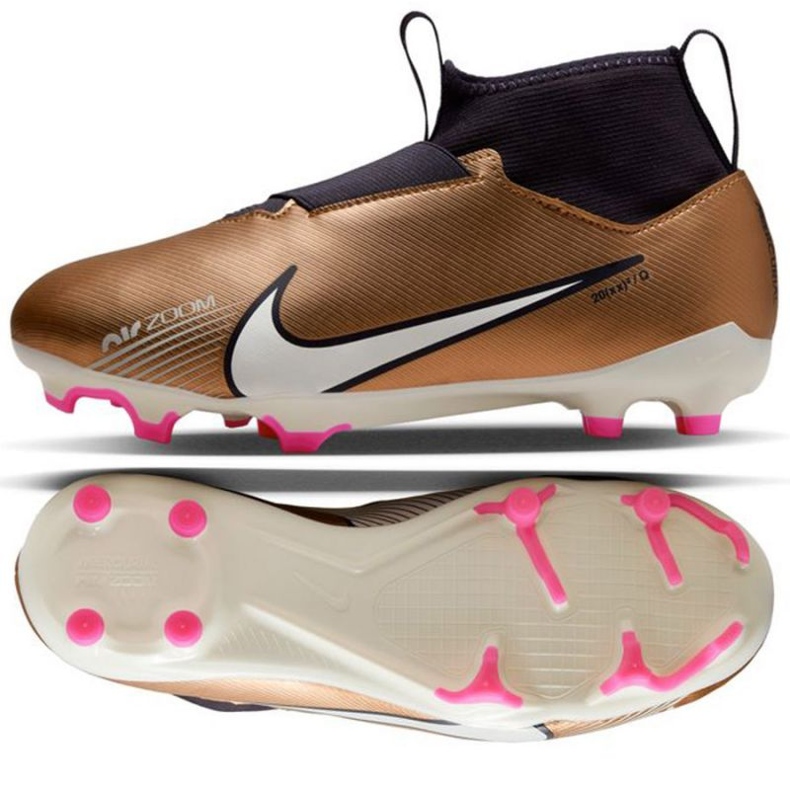 Jalkapallokengät Nike Zoom Mercurial Superfly 9 Academy Qatar FG/MG Jr DR6044 810 ruskea beigejä ja ruskeita