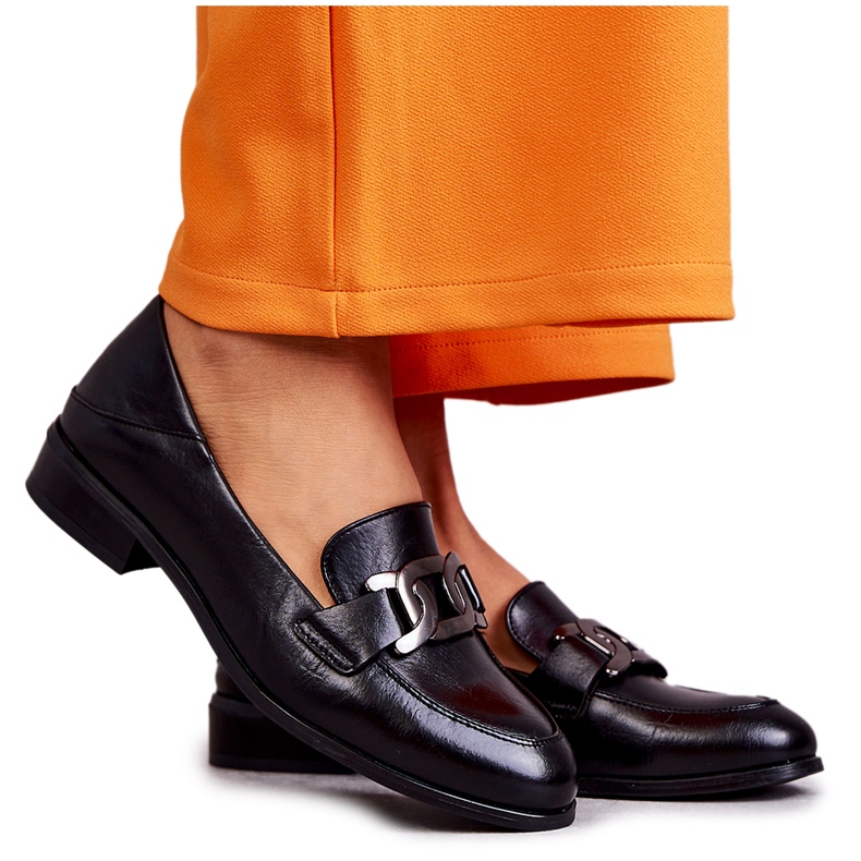 Vinceza Muodikkaat nahkaiset loaferit, musta trine