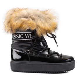 Shelovet naisten mustat lumisaappaat turkisella