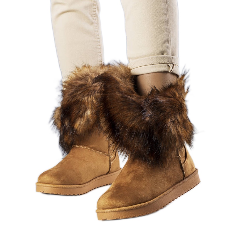 BM Ruskeat lämpöeristetyt lumisaappaat turkisella Kynleeltä harmaa