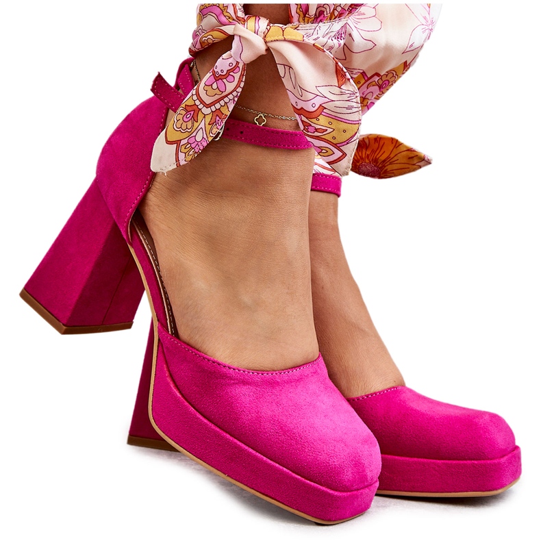 PS2 Fuchsia Diame Suede Chunky Heels alustapumput vaaleanpunainen