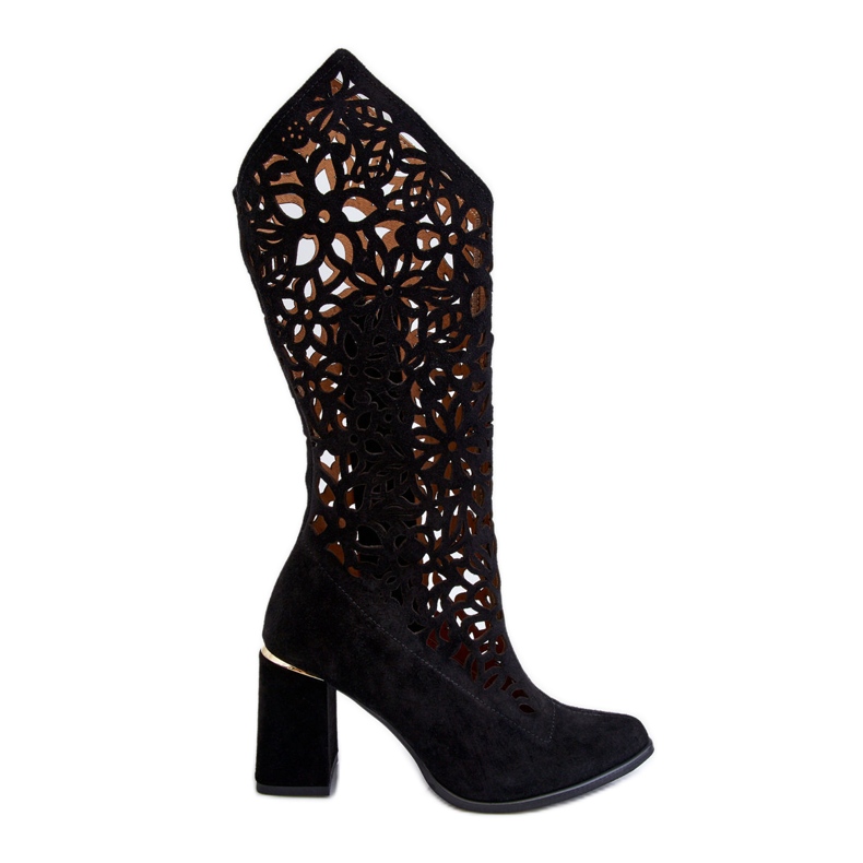 Lewski Shoes Suede Openwork Boots Leewski Shoes 3234 musta