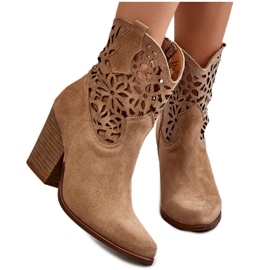 Lewski Shoes Suede Openwork Cowboy Boots Leski-kengät 3265 Tummanbeige