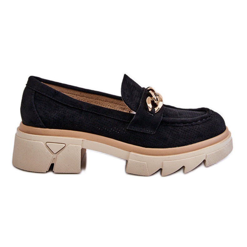 PM1 Naisten Brogues Loafers ketjulla Musta Luella