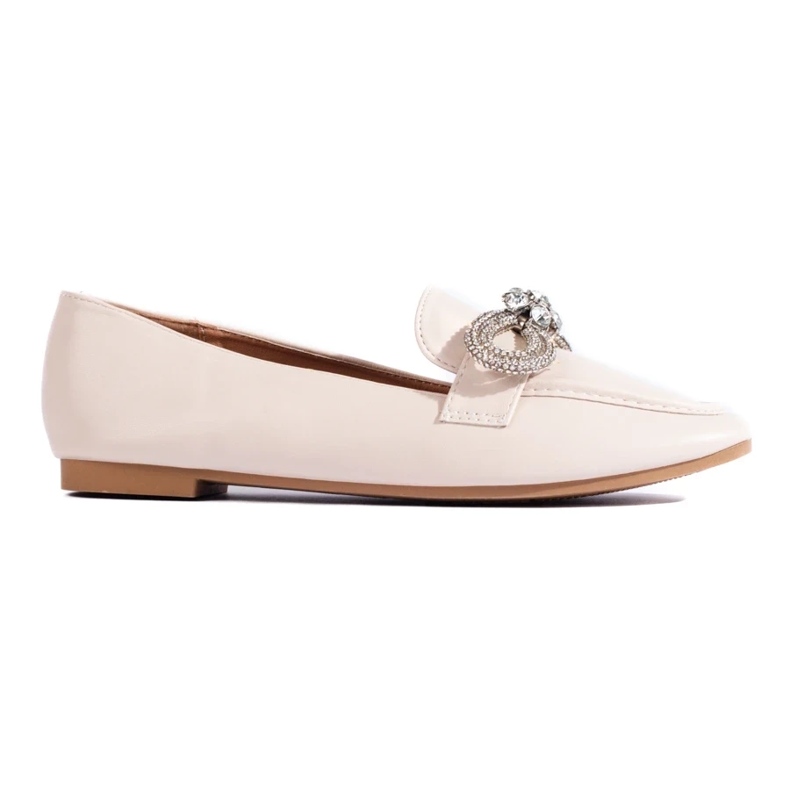 Tyylikkäät naisten mokasiinit koristeella beige
