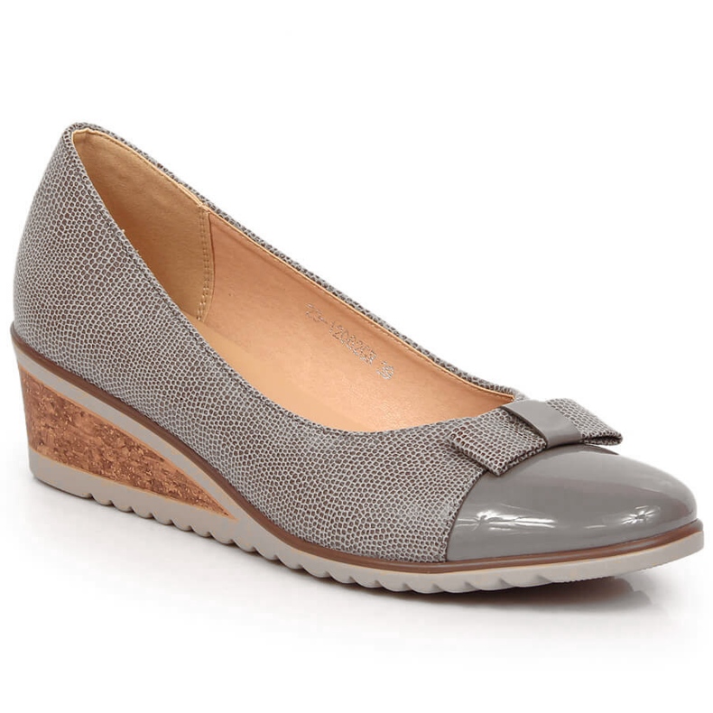 Naisten kiilapumput harmaalla rusetilla Potocki SZ12062