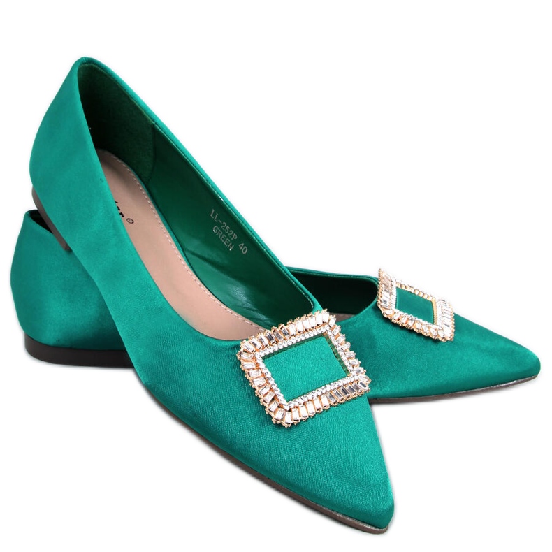 PA1 Tyylikkäät balerinat Lorella Green -kivillä vihreä