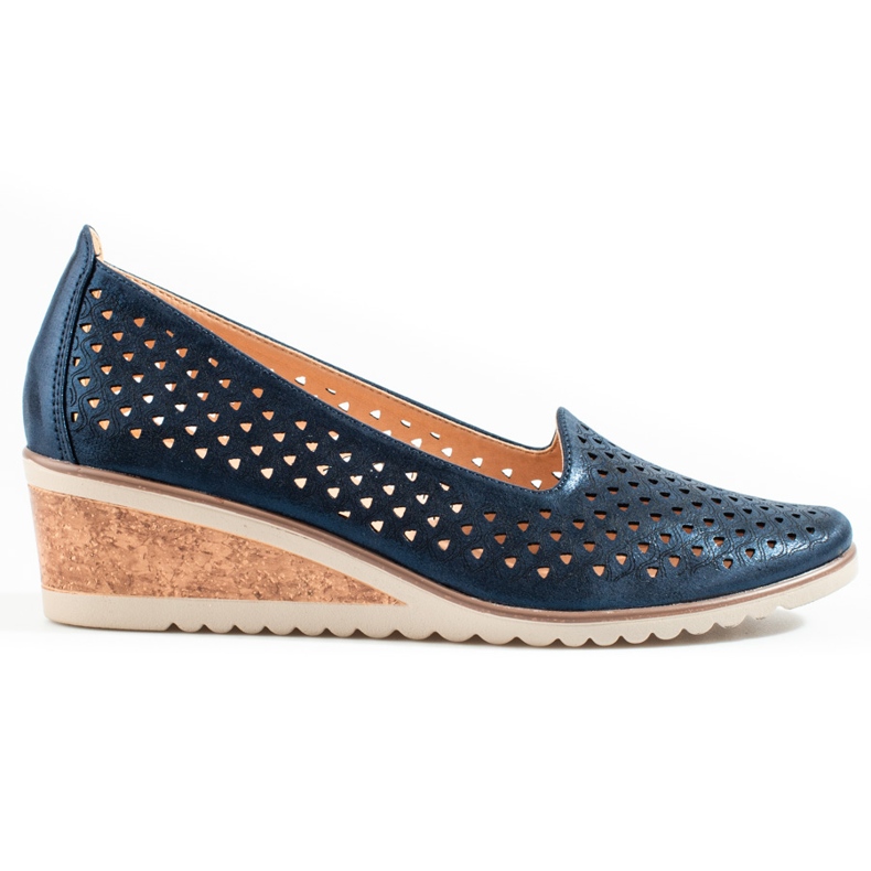 W. Potocki Naisten harjakattoiset pumput Potocki laivastonsininen