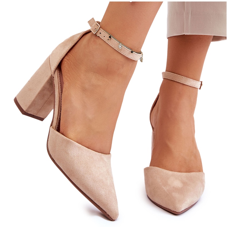 Suede Heel Pumps Beige Lexie
