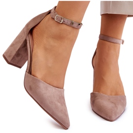 Tumman beigen väriset Lexie mokkanahkaiset kantapääpumput