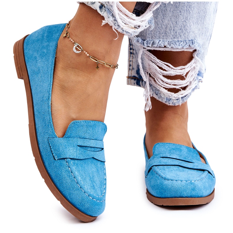 PS1 Mukavat mokkanahkaiset naisten housut, sininen Lucca