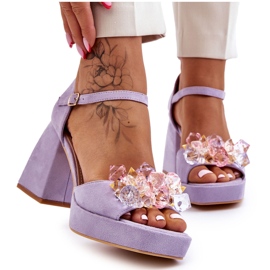 PS1 Muodikkaat sandaalit, joissa on kristalleja massiivisissa korkokengissä Purppura Garrett violetti