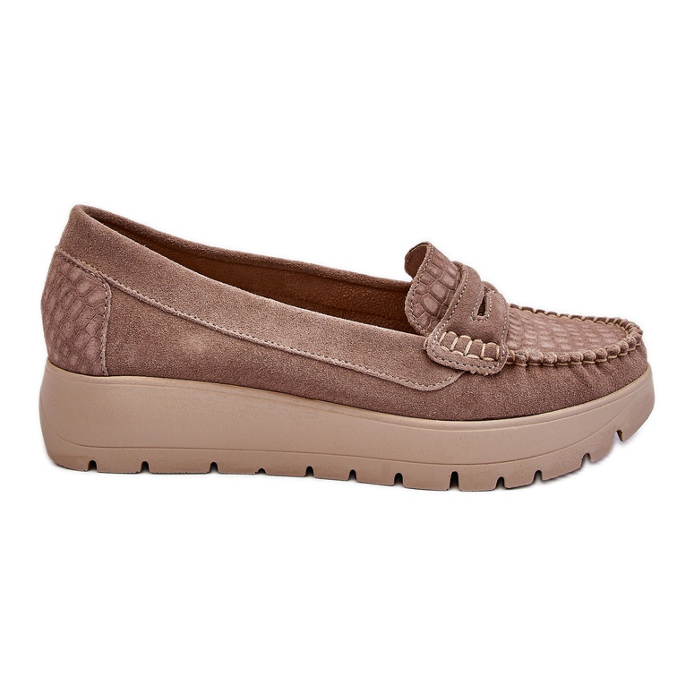 Lemar Milana Suede Platform Loafers Tumma beige