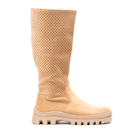 W. Potocki Potockin avoimet mokkanahkasaappaat beige