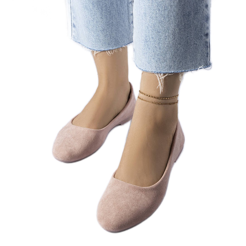 Lespérancen vaaleanpunaiset balerinat nahkaisella pohjallisella vaaleanpunainen