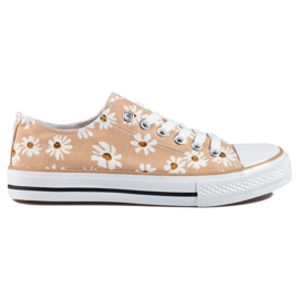 Naisten Shelovet beigenväriset kukkalenkkarit