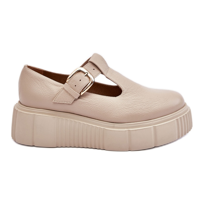 Lemar Muodikkaat nahkakengät massiivisella beigenvärisellä alustalla