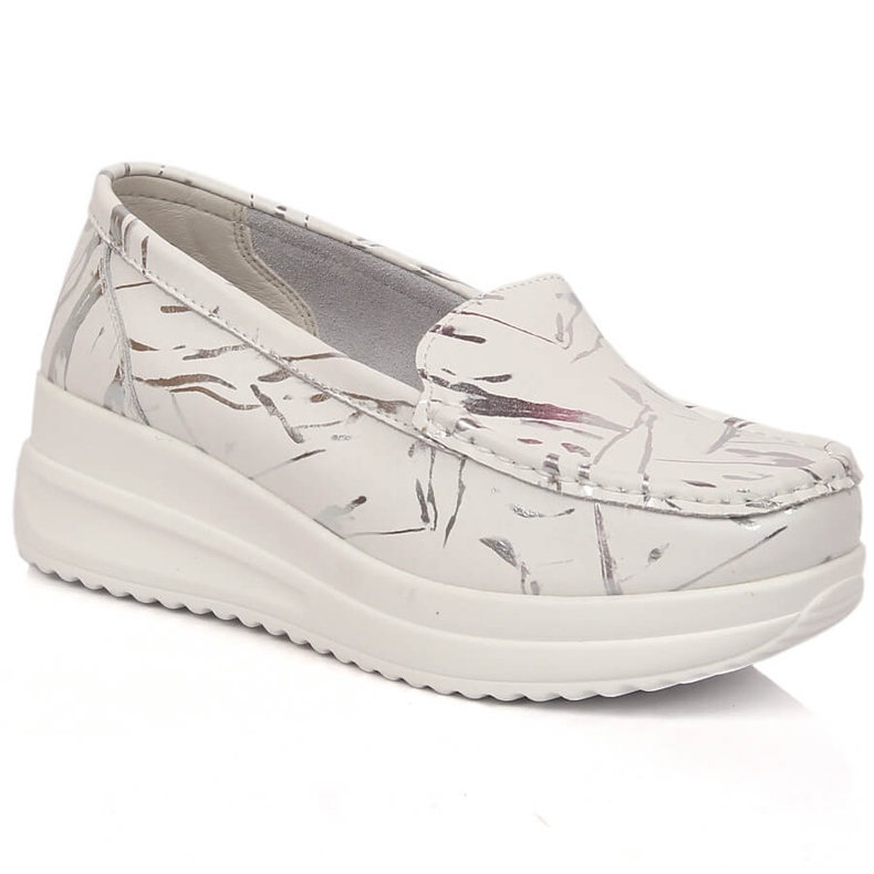 Naisten nahkaiset loaferit alustalla valkoinen Artiker 50C1886