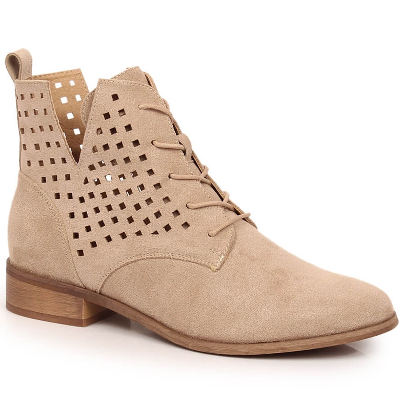 Potocki SZ12089 beige mokkanahka harjakattoiset tasaiset saappaat