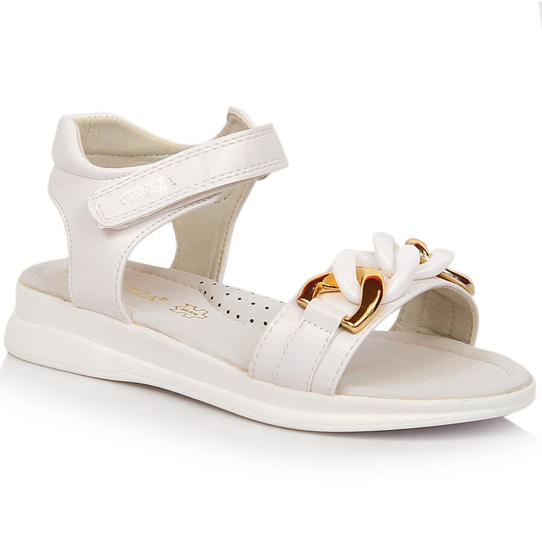 Tyttöjen sandaalit tarranauhalla, valkoinen Vinceza 36127