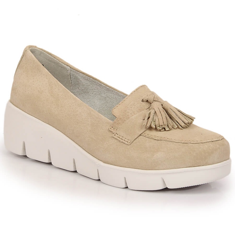Filippo DP3162/23 nahkaiset kiilahousut tupsuilla beige