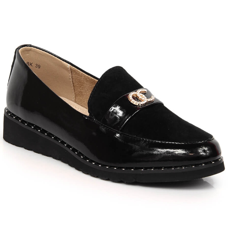 Naisten nahkakengät zirkoneilla Filippo DP1515/23 musta