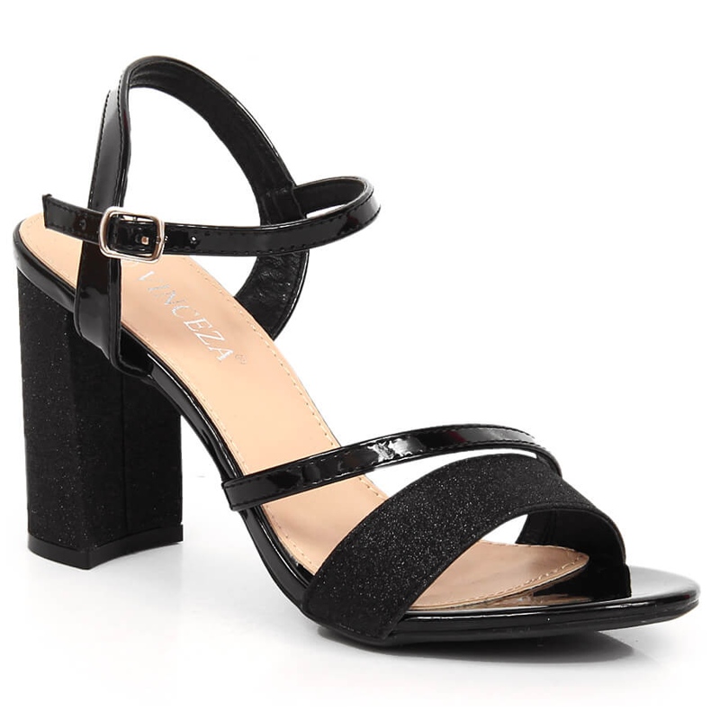Naisten mustat brokadisandaalit Vinceza 2255 -pylväässä