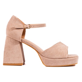 Vinceza beige-mokkanahkasandaalit