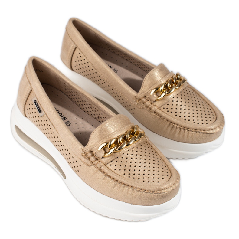 SHELOVET Naisten kultaiset loaferit Slovet-tasolla kultainen