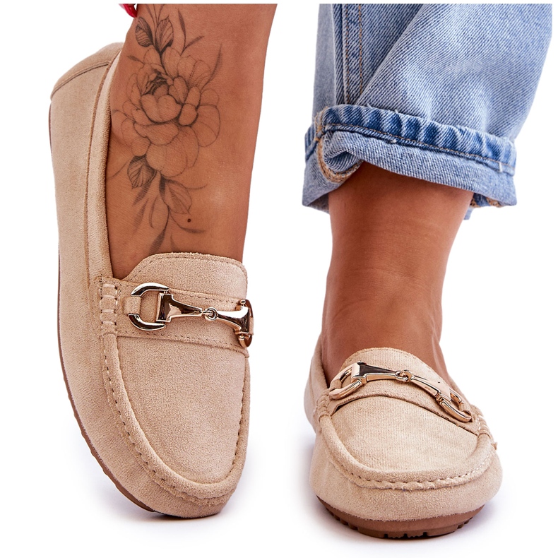 FC3 Klassiset mokkanahkaiset loaferit beigeillä Arla-koristeilla