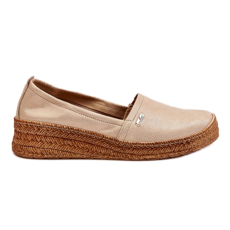 Lemar Naisten Wedge Nahka Espadrilles Beige &amp; Gold Hadlee