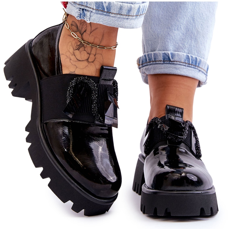 S.Barski Lakattu Brogues koristeilla musta Keily