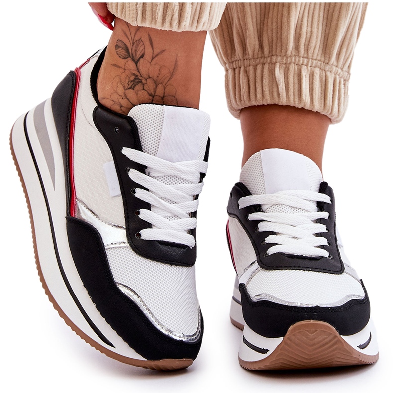 BM Naisten Wedge And Platform tennarit, valkoinen ja musta Allen